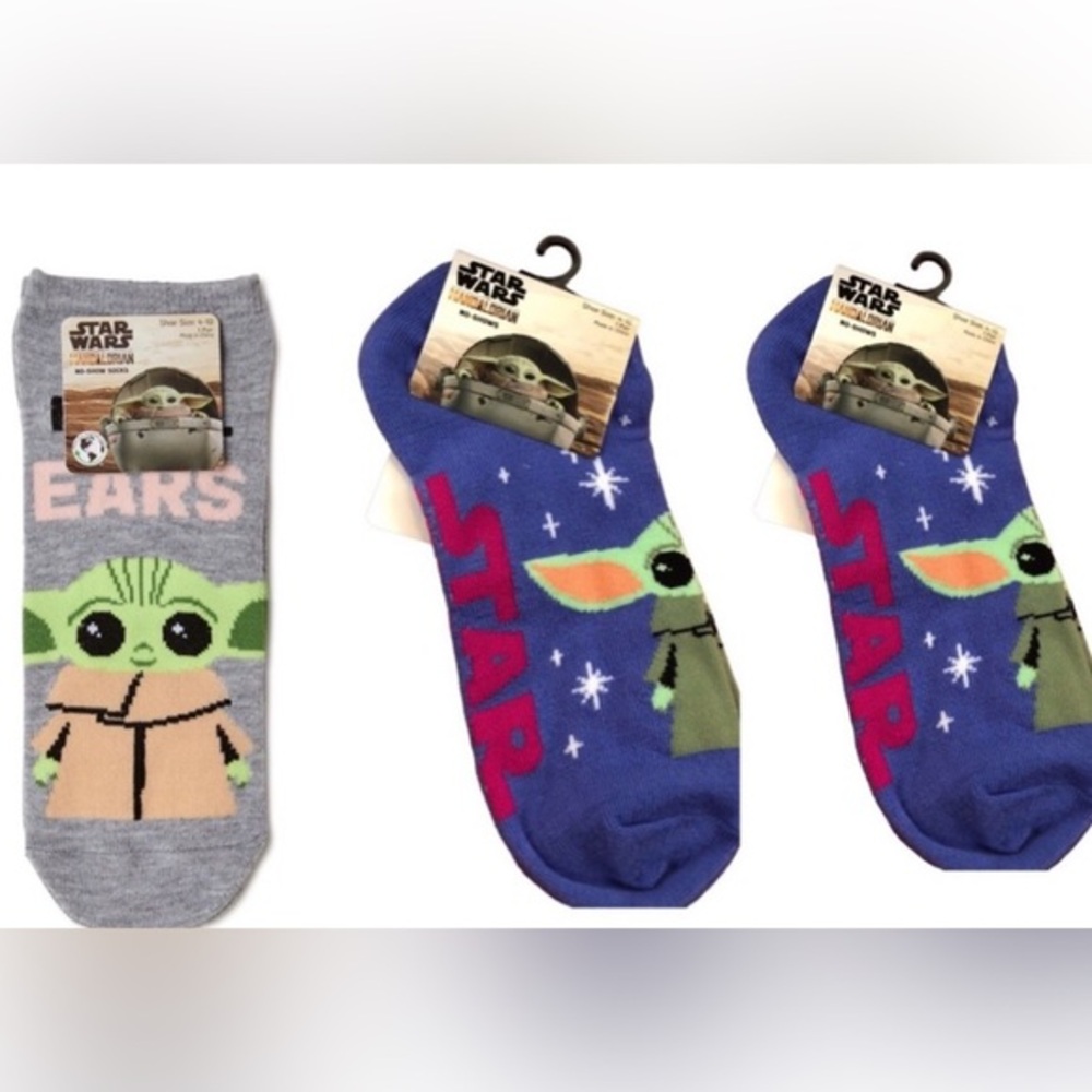 3pairs Gray‎ and Purple Star Wars The Mandalorian No Show Socks size 4-10 free